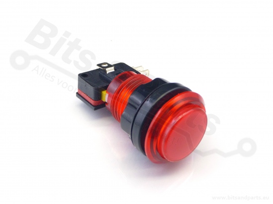 Push button Arcade/Joystick transparent red with lighting 24.2mm